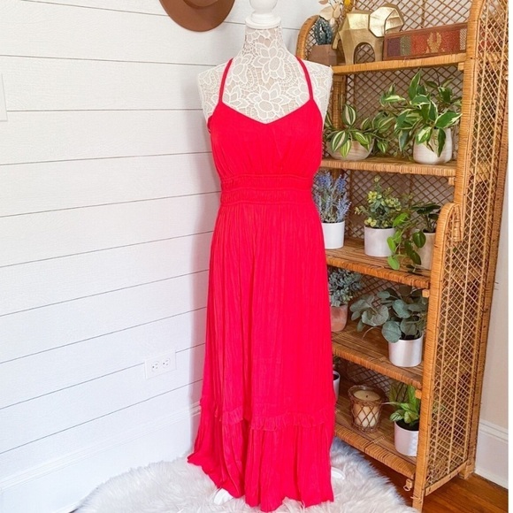 Anthropologie Maeve Aleda Satin Ruffle Maxi Dress - Picture 4 of 16